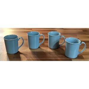 Vintage Corning Ware Aqua/Turquoise Coffee Mugs Cups Set Of 4
